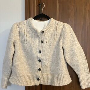 Everlane Cloud cardigan, oatmeal, size medium (merino, cotton, alpaca)